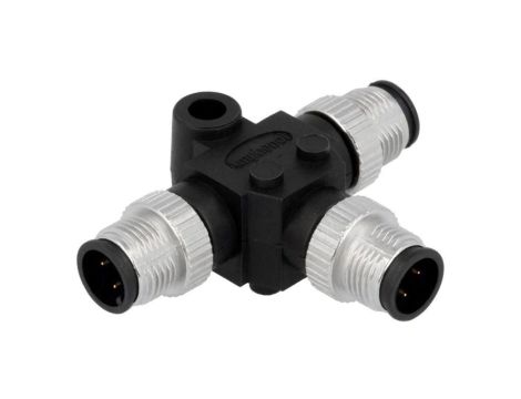 SS040404-MMM-TS001 Trójnik M12 męski x3 kod A-DeviceNet / CANopen PIN 4 IP68 T