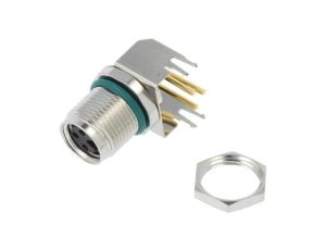 Złącze M8 żeński 3-PIN kątowe 90 gniazdo 4A IP68 60V metal M8S-03PFFR-SF8001