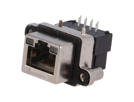 MRJ-5380-01 Gniazdo RJ45 na panel THT kątowe 90 UL94V-0 IP67 UNC 4-40