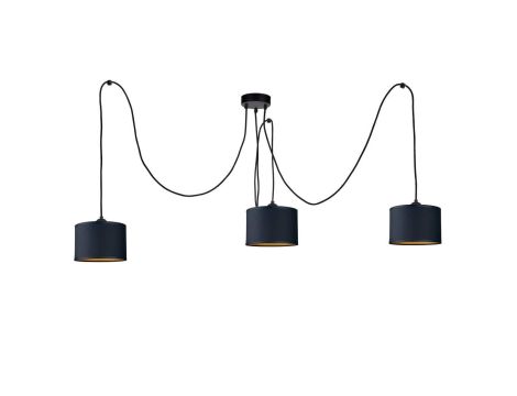Lampa wisząca nowoczesna abażur 3xE27 FLOW BLACK LONG