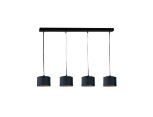 Lampa wisząca nowoczesna abażur 4xE27 FLOW BLACK