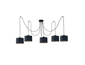 Lampa wisząca nowoczesna abażur 5xE27 FLOW BLACK LONG