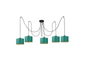 Lampa wisząca nowoczesna abażur 5xE27 FLOW GREEN LONG