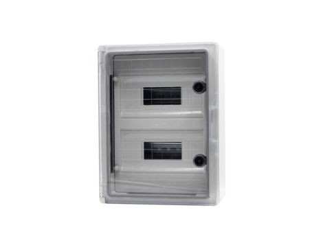 Szafa z tworzywa MP 250x350x150 mm IP65 drzwi przeźroczyste 2 rzędy 18 modułów
