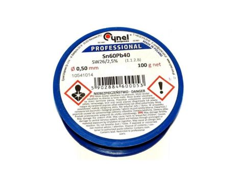 CYNEL UNIPRESS Cyna 0,50mm 100g Sn60Pb40 SW26/3/2.5 spoiwo lutownicze PROFESSIONAL