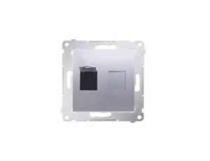 Simon 54 Gniazdo komputerowe pojedyncze RJ45 kat.6 z przesłoną srebrny mat D61.01/43