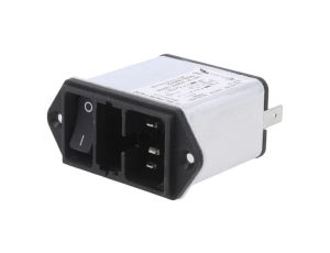 Złącze zasilające AC gniazdo męskie 6A 250VAC 0,8mH Cx: 100nF DD12.6111.111