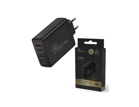Ładowarka 3x USB-C, USB-A, CHARESL01 Extralink Smart Life Fast Charger 100W GaN