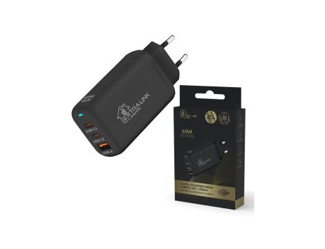 Ładowarka 2x USB-C, USB-A, CHARESL02 Extralink Smart Life Fast Charger 65W GaN