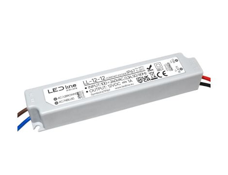 Zasilacz do taśm LED line PRIME 12-12 wodoszczelny IP67 12V 12W 5 lat gwar.