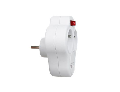 Gniazdko prądowe Maclean, rozgałęźnik z 2 gniazdami i USB A/C 2.4A, typu E, 2x16A, MCE336 E