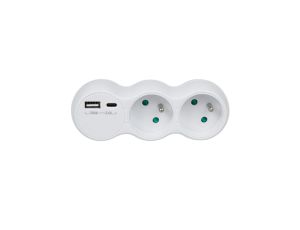Gniazdko prądowe Maclean, rozgałęźnik z 2 gniazdami, 2x USB A/C, typu E, 2x16A, MCE339 E