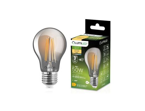 Żarówka LED E27 A60 6W = 50W 660lm 2200K Ciepła 360 DYMIONA FILAMENT LUMILED