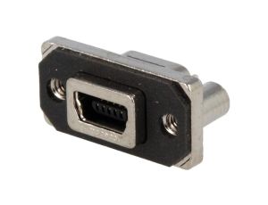 Gniazdo USB B mini MUSB na panel na PCB przykręcany THT IP67 MUSB-B551-04