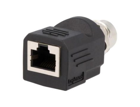 RJS-12D04FF-LS8001 Adapter M12 żeński,RJ45 gniazdo kod D-Ethernet 4PIN proste