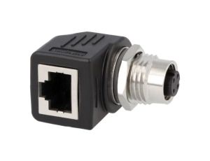 Adapter M12 żeński,RJ45 gniazdo kod D-Ethernet 4-PIN Kat 5e RJS-12D04FF-RS8001