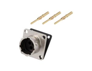 Złącze okrągłe gniazdo kołnierz (4 otwory),na panel 3-PIN RT00123PNH-K