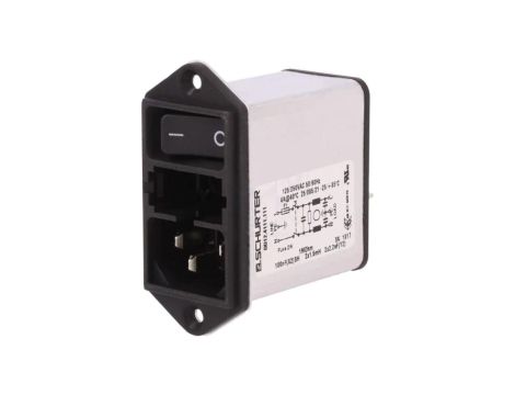 DD12.4111.111Złącze zasilające AC gniazdo męskie 4A 250VAC IEC 60320 DD12