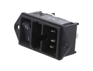 Złącze zasilające AC gniazdo męskie 10A 250VAC C14 (E) DD11 DD11.0121.1110