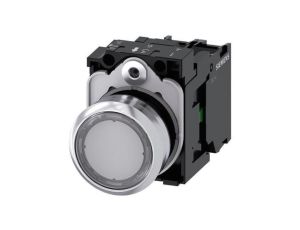 Podświetlany przycisk, 22 mm okrągły metalowy płaski chwilowy typ styku z uchwytem 3SU1152-0AB70-1BA0