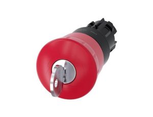 Przycisk bezpieczeństwa 22mm z zamkiem Ronis nr 455 tworzywo czerwony 40mm 2 klucze IP69k SIRIUS ACT 3SU1000-1HF20-0AA0