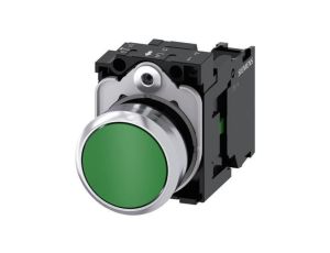 Przycisk metalowy 22mm błyszczący zielony 1Z z samopowrotem IP69k Sirius ACT 3SU1150-0AB40-1BA0