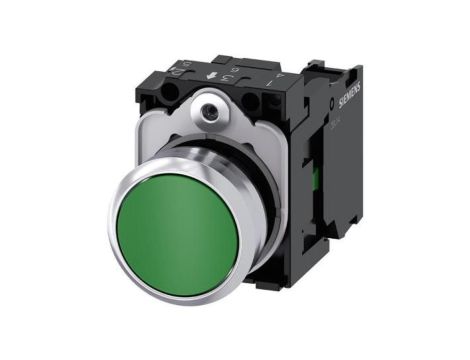 Przycisk metalowy 22mm błyszczący zielony 1Z z samopowrotem IP69k Sirius ACT 3SU1150-0AB40-1BA0