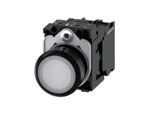 Przycisk podświetlany 22mm kompletny biały płaski powrotny tworzywo płaski 1Z LED 24V AC_DC przył śrubowe 3SU1102-0AB30-3FA0