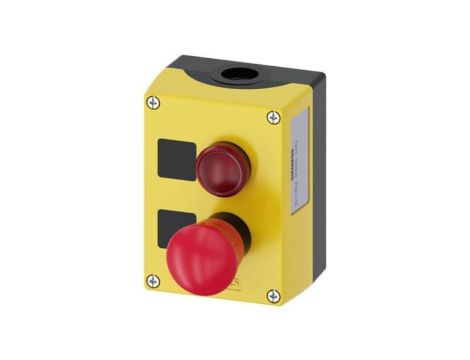 Kaseta żółta z przyciskiem bezpieczeństwa 2R 1Z oraz LED czerwony 24V AC-DC IP69k SIRIUS ACT 3SU1802-0NB00-2AB2
