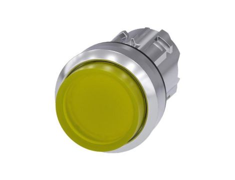 Przycisk podświetlany, 22 mm, okrągły, metalowy, błyszczący, żółty, przycisk, podniesiony