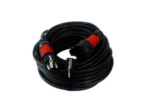 Przedłużacz elektryczny Kabel zasilający budowlany gumowy OnPD 3x1,5mm2 (wtyk / gniazdo z klapką) 16A IP44 czarny 25m Doktorvolt