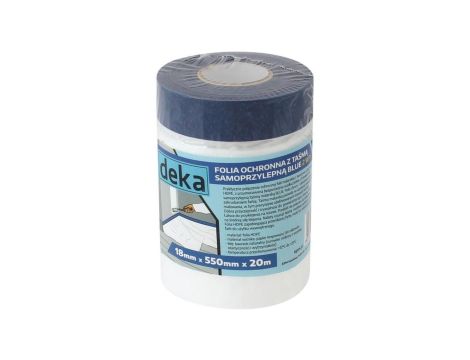 FOLIA OCHRONNA Z TAŚMĄ NIEBIESKĄ 55CM*20M