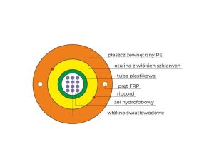Kabel światłowodowy OS2 zewnętrzny DAC do układania w ziemi, pomarańczowy SM 24J 9/125 G652D Fca PE ALANTEC /bębnowy/