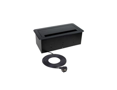 Gniazdo meblowe, blatowe 2x2P+Z 16A 230V + 1xUSB A + 1xUSB C 2,1A 5V + RJ45 + HDMI 2.0 1,5m czarny KOMBI BOX