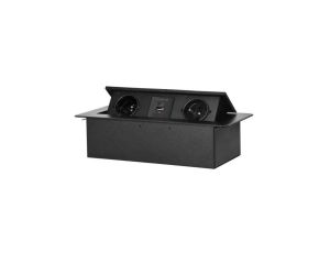 Gniazdo wpuszczane w blat 2x 230V 2P+Z + ładowarka USB 5V/3.6A + UCB C 18W czarne