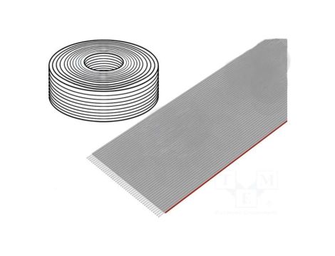 DS1057-01-44A282R-30.5 Przewód: wstążkowy 1mm linka Cu nieekranowany PVC szary 30,5m