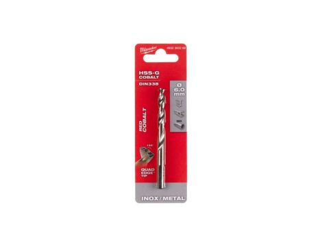 Wiertło do metalu HSS-G kobaltowe walcowane 6x57/93mm RED COBALT MILWAUKEE