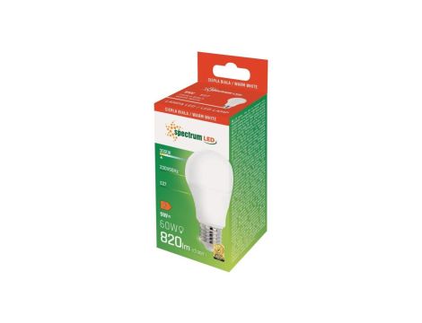 Żarówka LED E27 230V 9W GLS 820lm ciepła