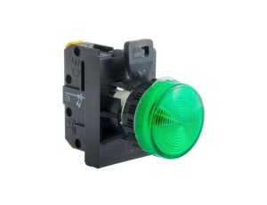 Lampka sygnalizacyjna 22mm zielona 230V AC żarówka ST22-LZ-230-BA9S.