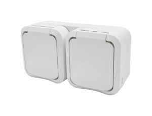 Gniazdo z uziemieniem podwójne natynkowe Aqua Pro IP55 białe 60225