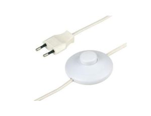 Przewód sznur przyłączeniowy z euro-wtyczką płaską i z wyłącznikiemiem nożnym, 2m, biały / 05665