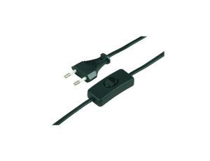 Przewód sznur przyłączeniowy z euro-wtyczką płaską 1,9 m, czarny, z z wyłącznikiemiem 05681