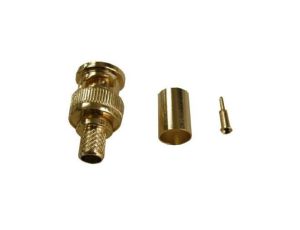 Wtyk BNC zaciskany na RG6U złoty op/10