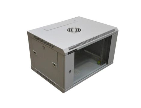Szafa 19cali wisząca ZETA 6U 600x450 RAL7035 szkłod