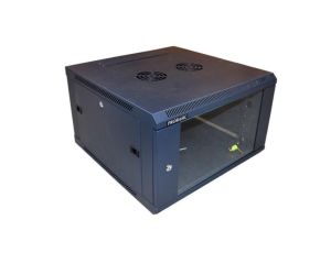 Szafa 19cali wisząca ZETA 6U 600x600 RAL9004 szkłod