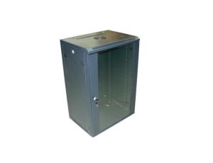 Szafa 19cali wisząca ZETA 18U 600x450 RAL9004 szkło d