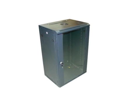 Szafa 19cali wisząca ZETA 18U 600x450 RAL9004 szkło d