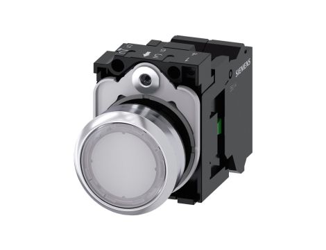 Przycisk podświetlany biały płaski 22mm metal z samopowrotem 1NO LED 24V AC-DC przył sprężynowe SIRIUS ACT 3SU1152-0AB60-3BA0