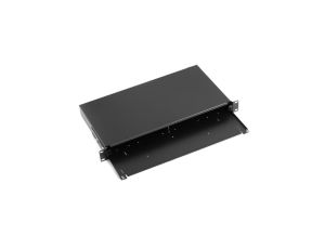 Panel krosowy FO bez płyty czołowej 19 1U, wysuwany, dławnica PG13.5 i PG16, opaski/uchwyty, czarny DN-96200-BL-QL