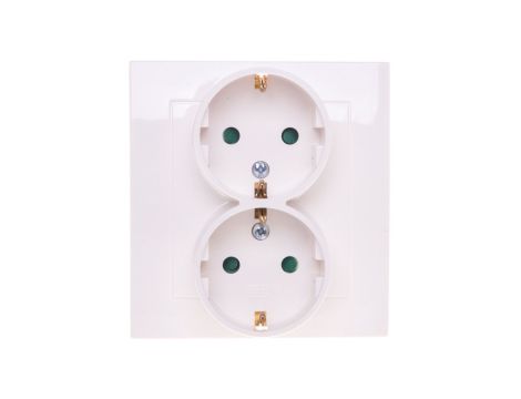 AS Gniazdo podwójne z/u Schuko z przesłonami ecru GP-2GSP/27